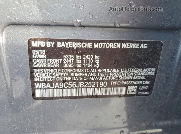 WBAJA9C56JB252190 2018 BMW 5 SERIES Gray Widok komory silnika
