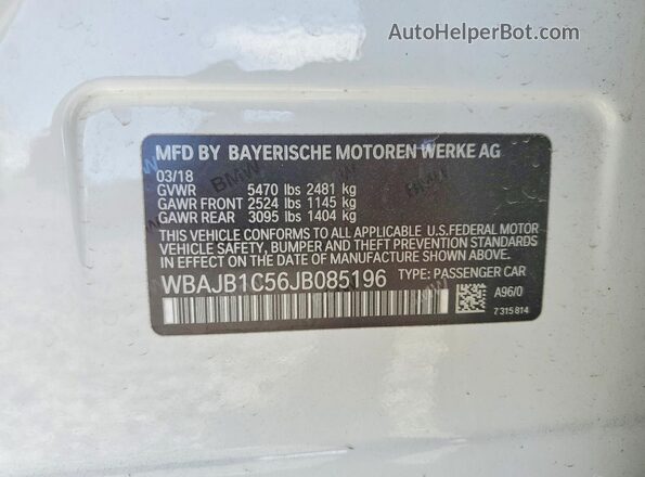 WBAJB1C56JB085196 2018 BMW 5 SERIES White ძრავის განყოფილების ხედი