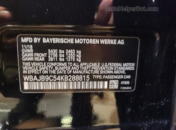 WBAJB9C54KB288815 2019 BMW M5 Black 