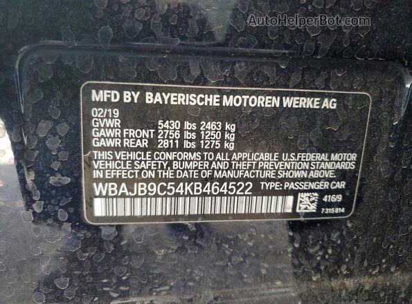 WBAJB9C54KB464522 2019 BMW M5 Black ძრავის განყოფილების ხედი
