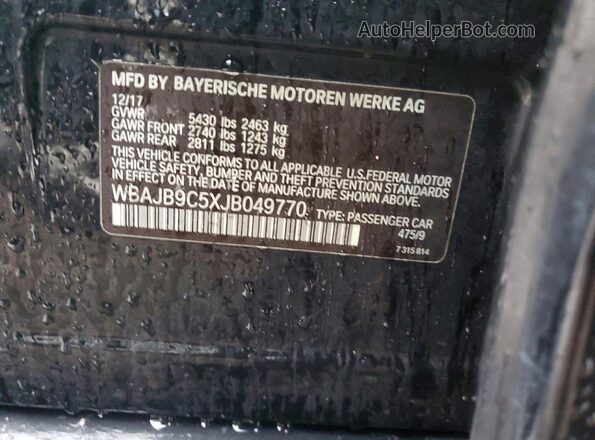 WBAJB9C5XJB049770 2018 BMW 2 SERIES Black VIN sticker view