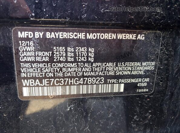 WBAJE7C37HG478923 2017 BMW 5 SERIES Black Widok komory silnika