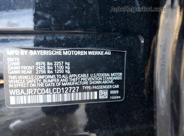 WBAJR7C04LCD12727 2020 BMW 5 SERIES Черный Вид подкапотного пространства