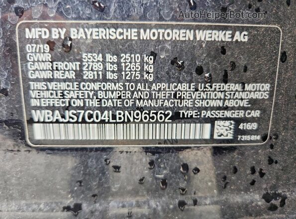 WBAJS7C04LBN96562 2020 BMW M5 Black Widok komory silnika