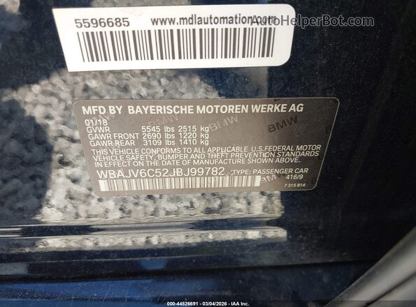 WBAJV6C52JBJ99782 2018 BMW 6 SERIES Black Вид підкапотного простору