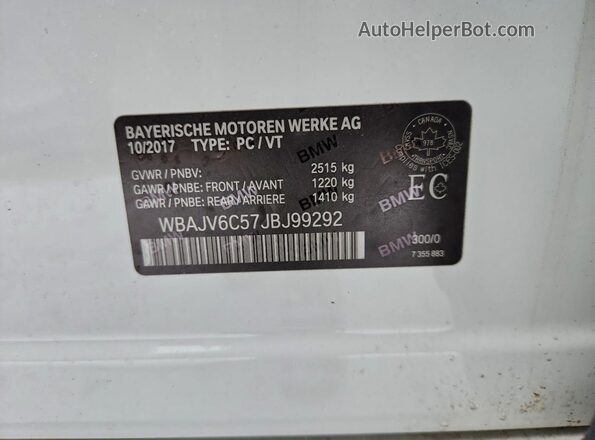 WBAJV6C57JBJ99292 2018 BMW 6 SERIES White Շարժիչի բաժամունքի տեսք