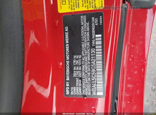 WBALL5C59G5A21130 2016 BMW Z4 Red Engine compartment view