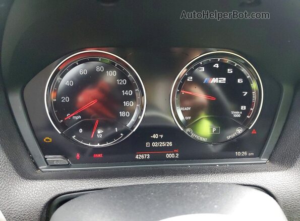 WBS2U7C01L7E35909 2020 BMW M2 Black ხელსაწყოთა პანელის ხედი
