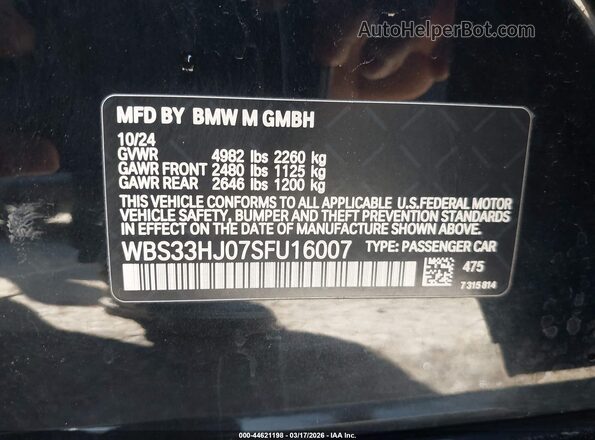 WBS33HJ07SFU16007 2025 BMW M3 Black 