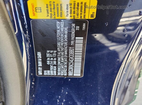 WBS3R9C54GK338801 2016 BMW M4 Зеленый Вид подкапотного пространства