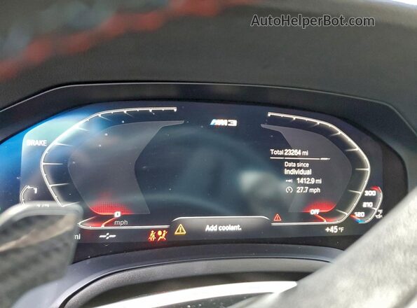WBS43AY09NFM26026 2022 BMW M3 Gray Instrument cluster view