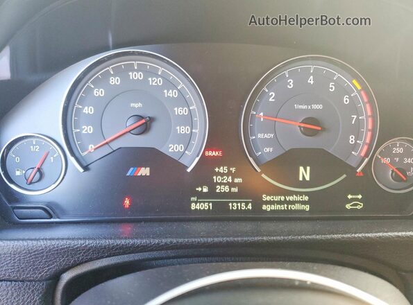 WBS4Y9C59JAC86637 2018 BMW M4 White Instrument cluster view