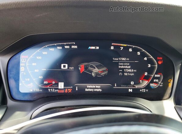 WBS53AY00NFM59100 2022 BMW M3 Silver Instrument cluster view