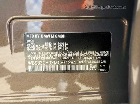 WBS83CH0XMCF71284 2021 BMW M5 Brown Widok komory silnika