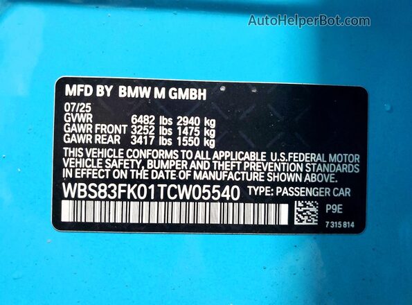 WBS83FK01TCW05540 2026 BMW M5 Blue Engine compartment view