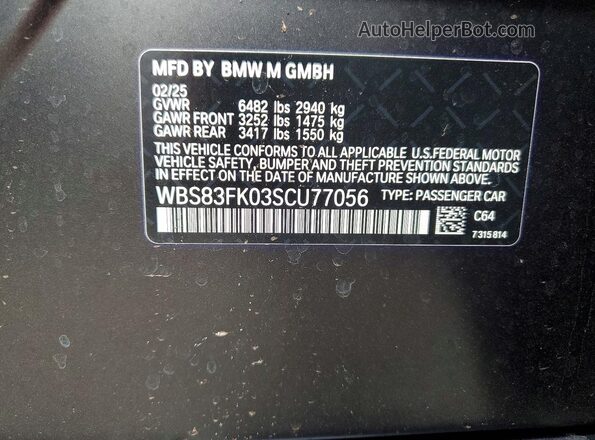 WBS83FK03SCU77056 2025 BMW M5 Black Вид підкапотного простору