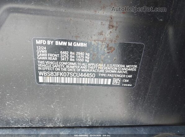 WBS83FK07SCU44450 2025 BMW M5 Черный Вид подкапотного пространства