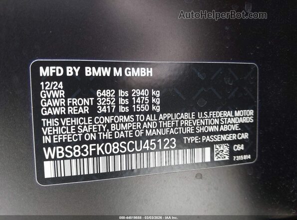 WBS83FK08SCU45123 2025 BMW M5 Black Widok komory silnika