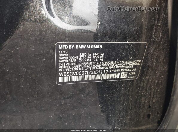 WBSGV0C07LCD51112 2020 BMW M8 Black Engine compartment view