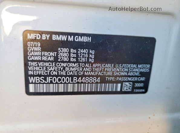 WBSJF0C00LB448884 2020 BMW M5 Белый 