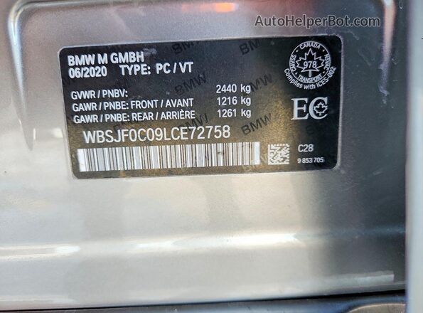 WBSJF0C09LCE72758 2020 BMW M5 Gray Widok komory silnika