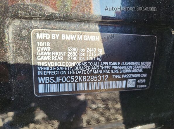 WBSJF0C52KB285312 2019 BMW M5 Gray ძრავის განყოფილების ხედი