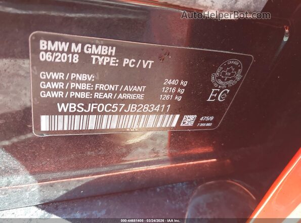 WBSJF0C57JB283411 2018 BMW M5 Оранжевый Вид подкапотного пространства