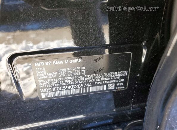 WBSJF0C59KB285744 2019 BMW M5 Black ძრავის განყოფილების ხედი