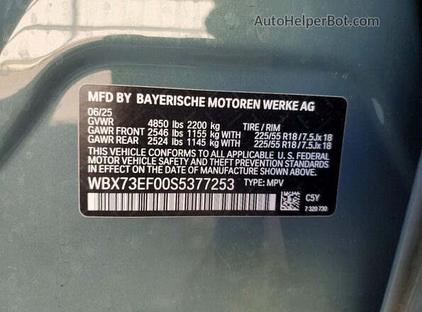 WBX73EF00S5377253 2025 BMW X1 Teal Widok komory silnika