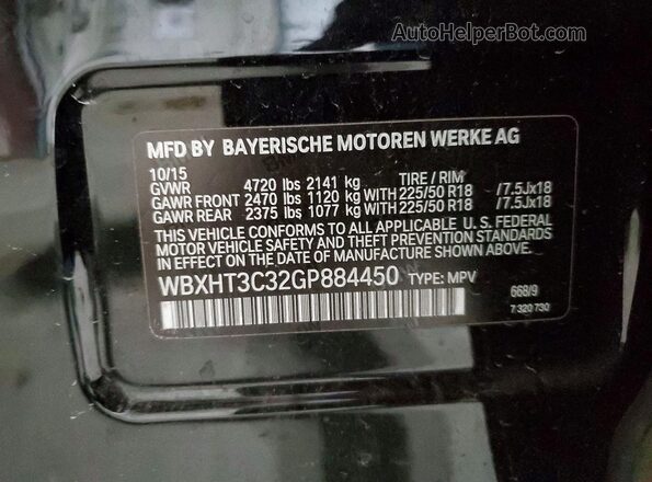 WBXHT3C32GP884450 2016 BMW X1 Черный Вид подкапотного пространства