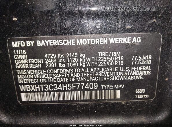 WBXHT3C34H5F77409 2017 BMW X1 Black 