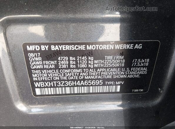 WBXHT3Z36H4A65695 2017 BMW X1 Gray Vista del compartimento del motor