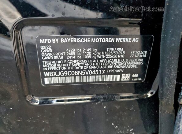 WBXJG9C06N5V04517 2022 BMW X1 Black 