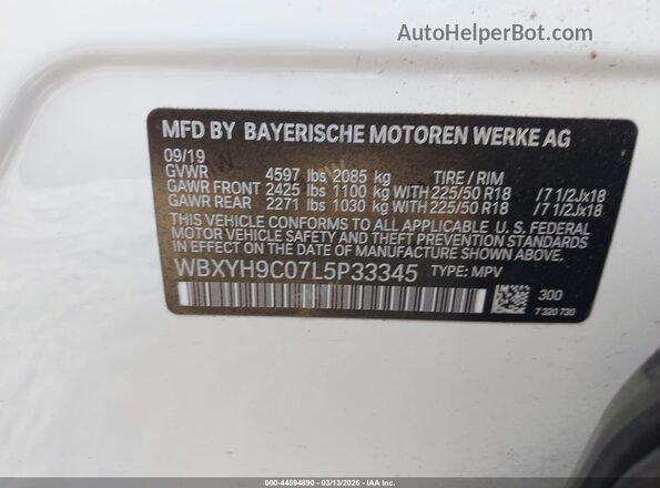 WBXYH9C07L5P33345 2020 BMW X2 White 