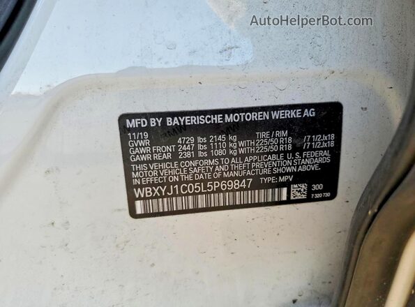 WBXYJ1C05L5P69847 2020 BMW X2 White Вид наклейки з VIN-кодом