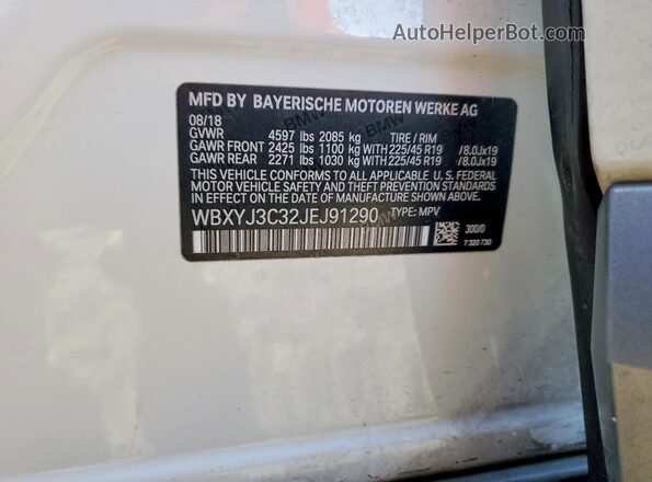 WBXYJ3C32JEJ91290 2018 BMW X2 White 