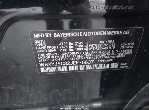 WBXYJ5C32JEF76637 2018 BMW X2 Black Շարժիչի բաժամունքի տեսք