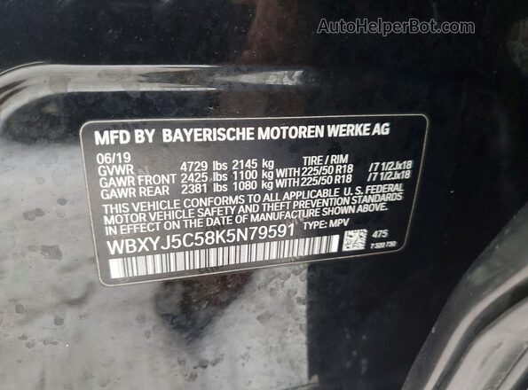 WBXYJ5C58K5N79591 2019 BMW X2 Black Widok wnętrza 360 stopni