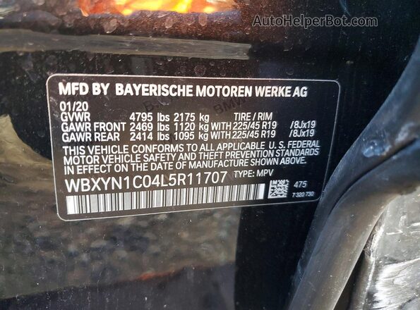 WBXYN1C04L5R11707 2020 BMW X2 Black VIN კოდის სტიკერის ხედი
