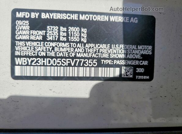 WBY23HD05SFV77355 2025 BMW I4 White Շարժիչի բաժամունքի տեսք
