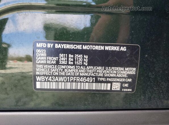WBY43AW01PFR46491 2023 BMW I4 Green Widok komory silnika