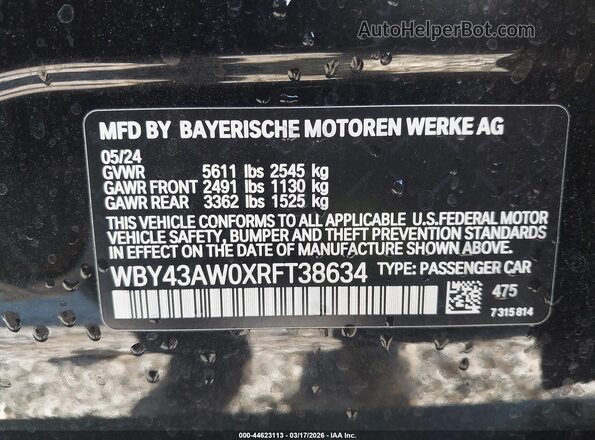 WBY43AW0XRFT38634 2024 BMW I4 Black 