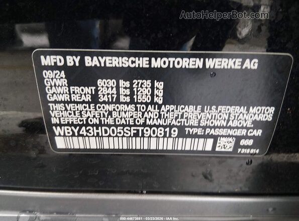 WBY43HD05SFT90819 2025 BMW I4 Black Widok komory silnika