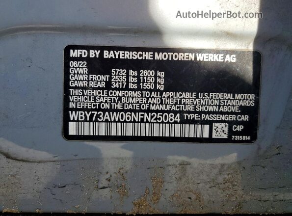 WBY73AW06NFN25084 2022 BMW I4 Gray Շարժիչի բաժամունքի տեսք