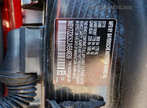 WBY7Z2C52JVE64839 2018 BMW I3 Red Вид підкапотного простору