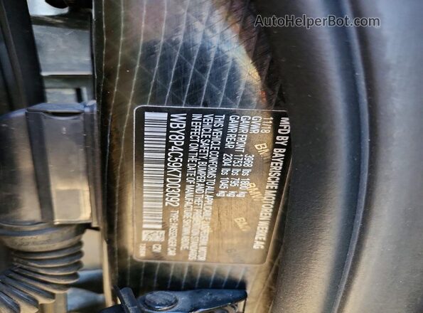 WBY8P4C59K7D03092 2019 BMW I3 Charcoal Widok naklejki z numerem VIN