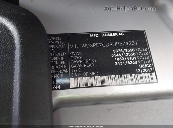 WD3PE7CD9HP574231 2017 MERCEDES-BENZ SPRINTER Silver Вид підкапотного простору