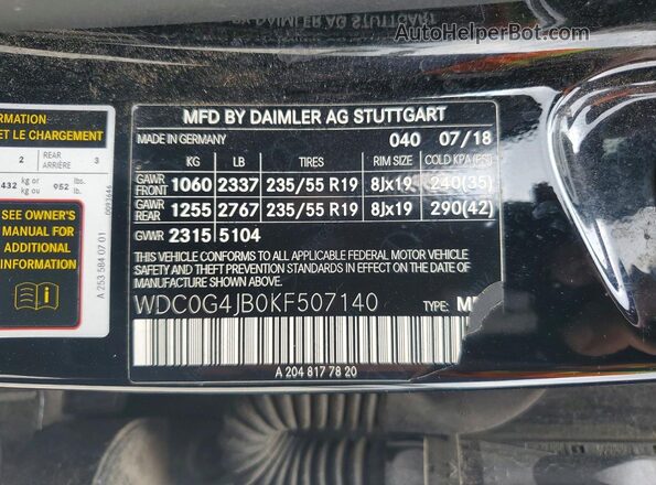 WDC0G4JB0KF507140 2019 MERCEDES-BENZ GLC-CLASS Black 