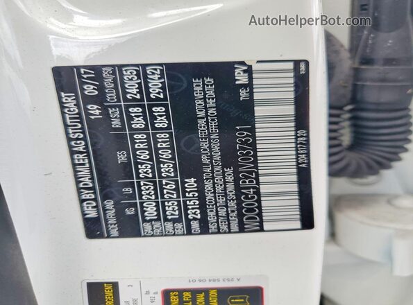 WDC0G4JB2JV037391 2018 MERCEDES-BENZ GLC-CLASS White VIN sticker view