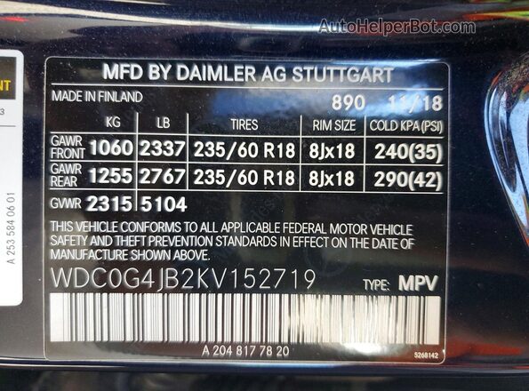 WDC0G4JB2KV152719 2019 MERCEDES-BENZ GLC-CLASS Blue 